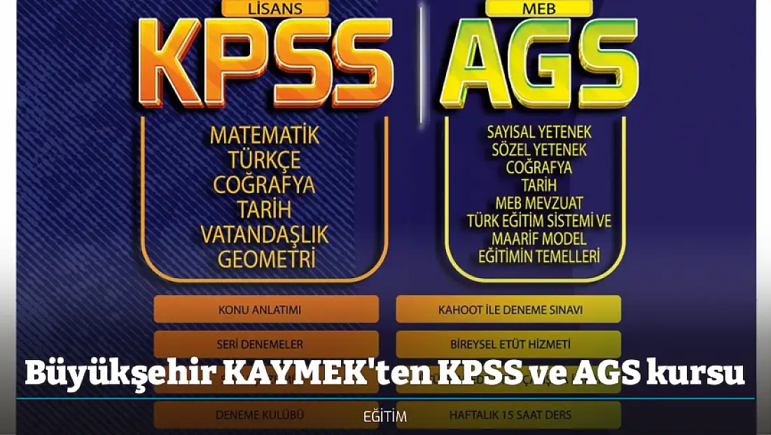 Büyükşehir KAYMEK'ten KPSS ve AGS kursu