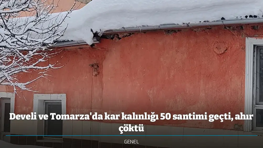 Develi ve Tomarza'da kar kalınlığı 50 santimi geçti, ahır çöktü