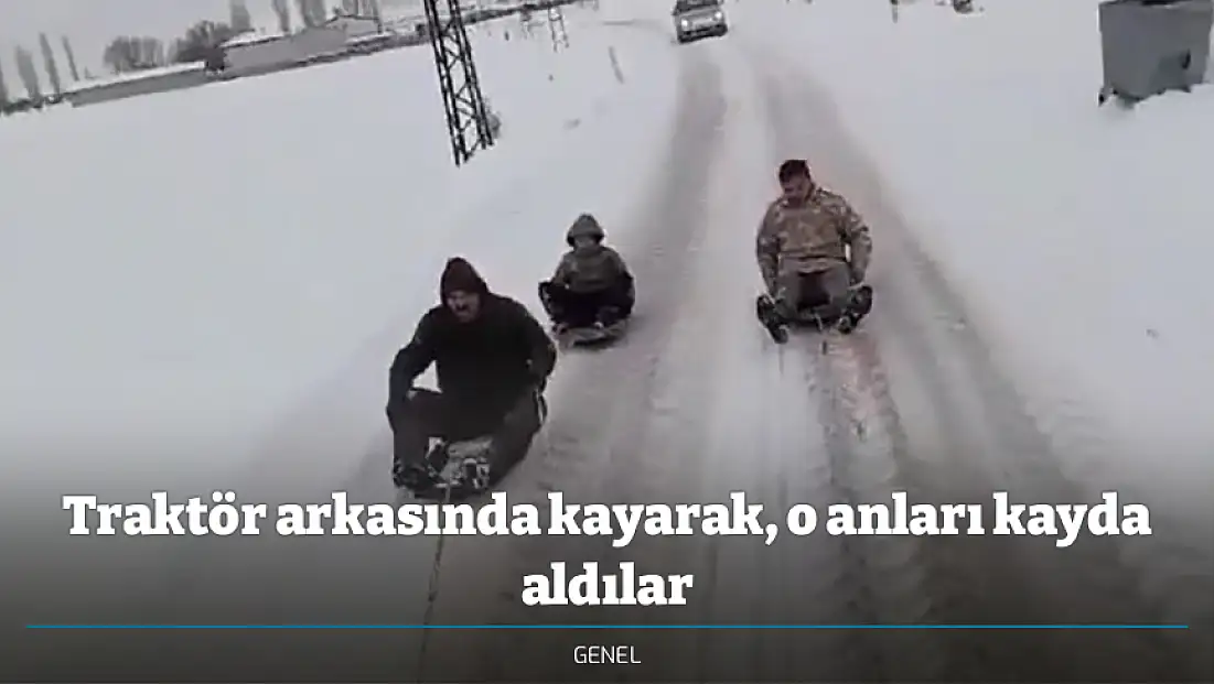 Traktör arkasında kayarak, o anları kayda aldılar