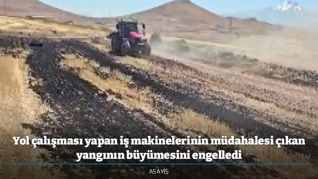 Yol çalışması yapan iş makinelerinin müdahalesi çıkan yangının büyümesini engelledi