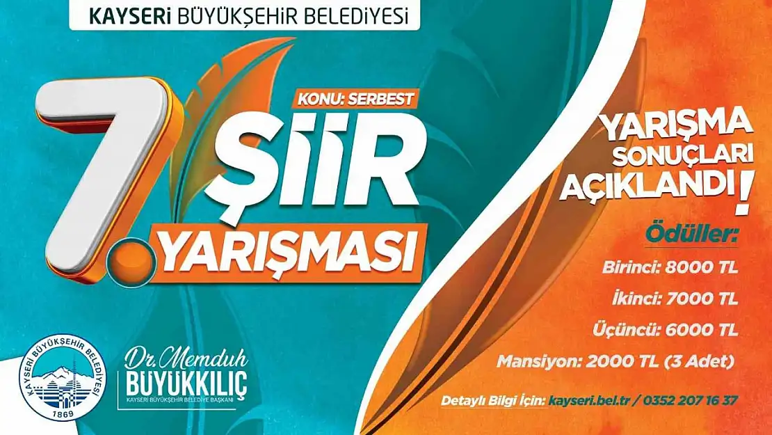 Büyükşehir 7'inci Şiir Yarışması'nda kazananlar belli oldu