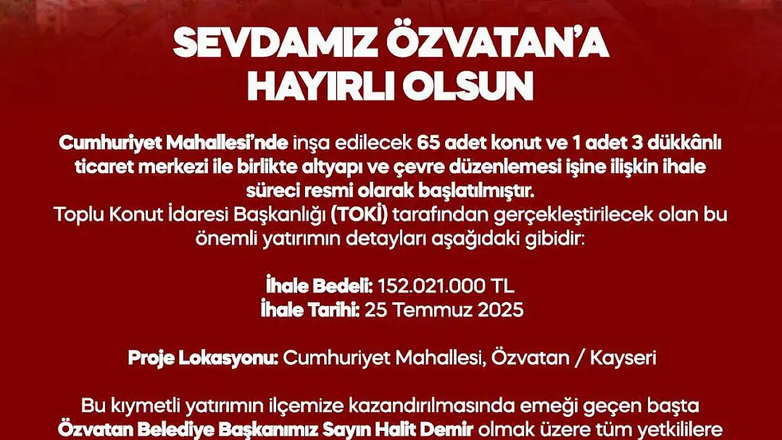 MHP'li Ersoy'dan Özvatan'a müjde