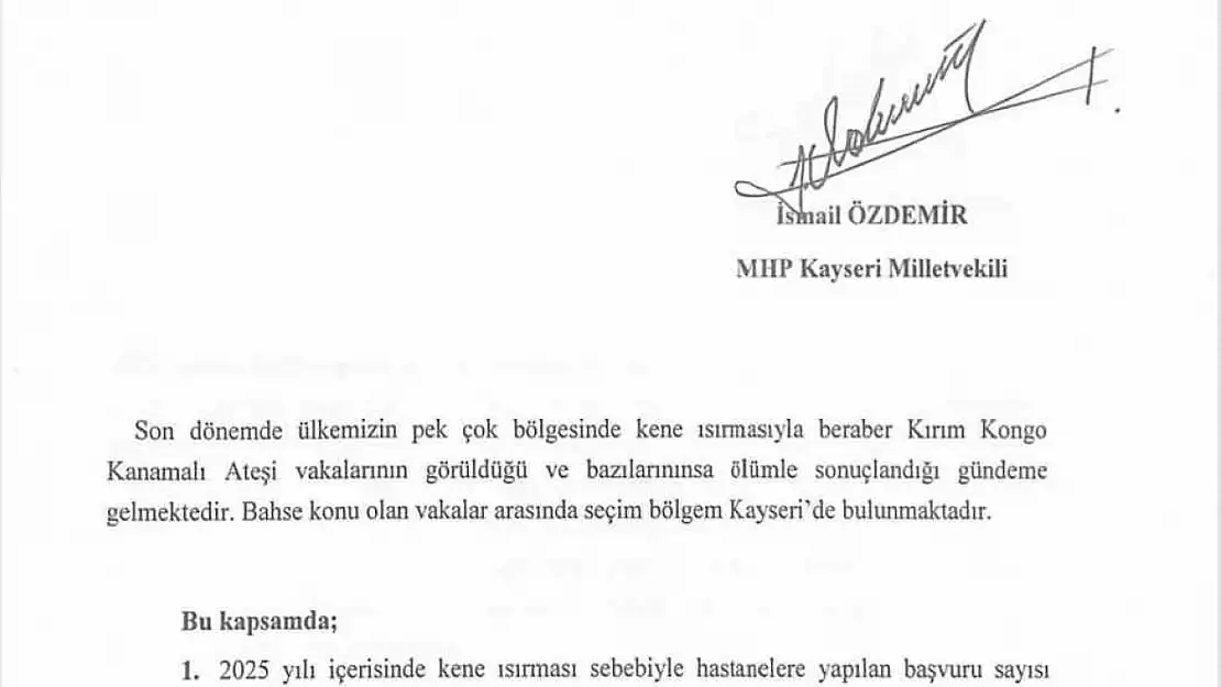 MHP'li Özdemir'den kene ısırığına soru önergesi