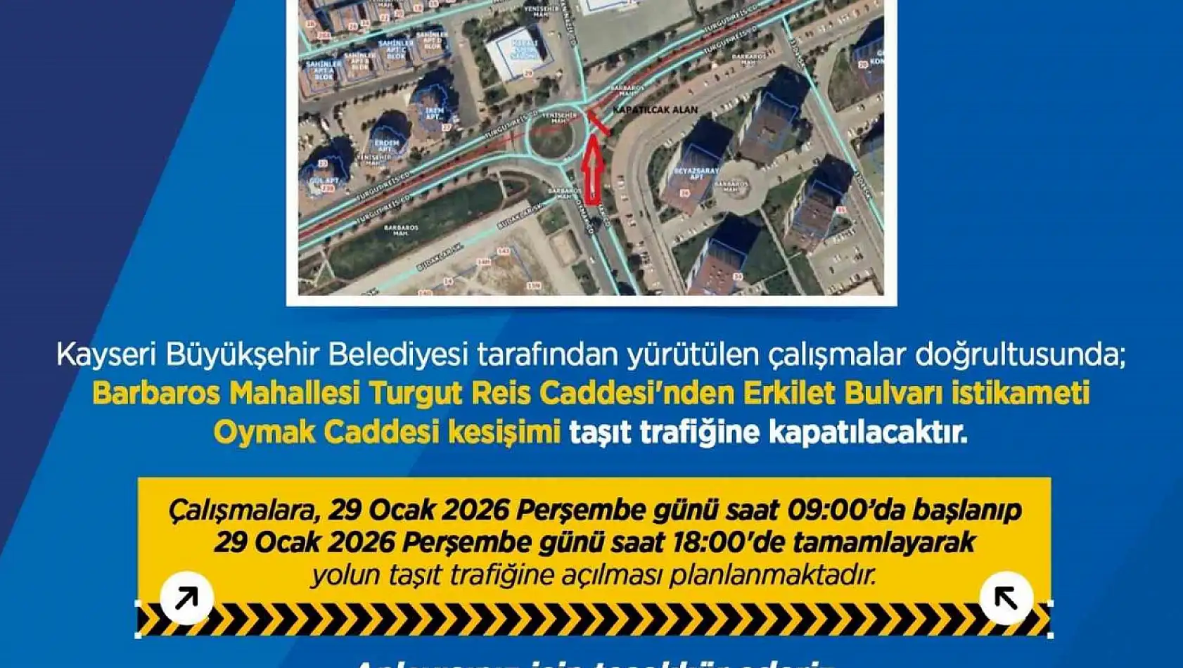 Büyükşehirden sürücülere 'yol çalışması' uyarısı