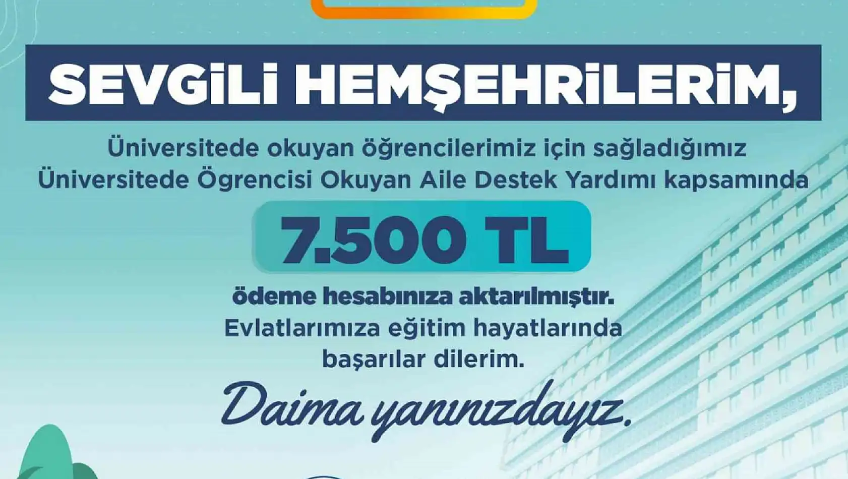 Kayseri'de 22 milyon TL'lik destek ödemeleri öğrencilerin hesaplarına aktarıldı