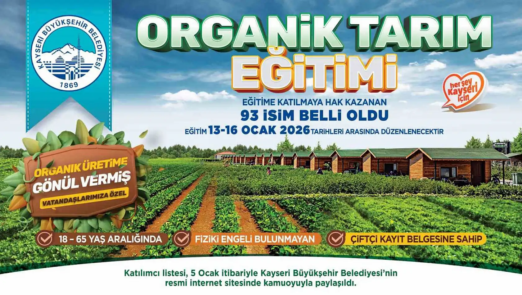 Organik Tarım Temel Eğitim Programı'na katılmaya hak kazananlar açıklandı