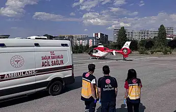 Ambulans helikopter beyin kanaması geçiren hasta için havalandı
