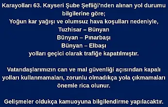 Bünyan'da ulaşıma kar engeli