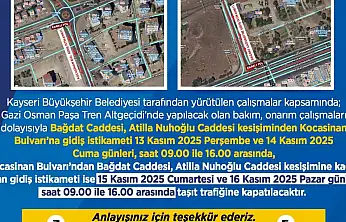 Büyükşehir Belediyesi'nden sürücülere 'onarım çalışması' uyarısı