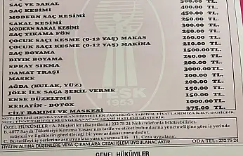 Kayseri'de berber ücretlerine zam