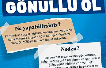Kayseri Kent Konseyi'nde Kent Gönüllüleri Başvuruları başladı