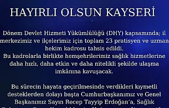 Kayseri'ye 23 hekim kadrosu