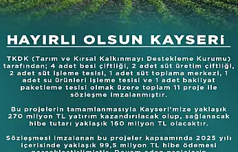 Kayseri'ye 270 milyon TL'lik 11 proje müjdesi