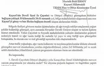 MHP'li Ersoy Develi - Çayırözü- Dörtyol ulaşım güvenliğini meclise taşıdı