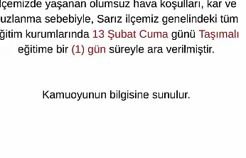 Sarız'da taşımalı eğitime 1 gün ara verildi