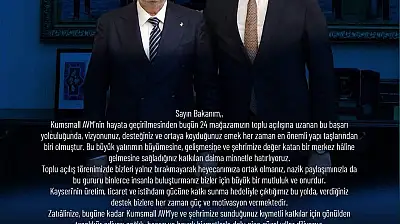 Başkan Sarıkaya'dan Elitaş'a teşekkür