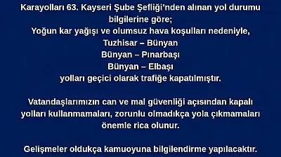 Bünyan'da ulaşıma kar engeli