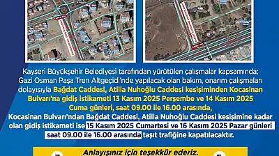 Büyükşehir Belediyesi'nden sürücülere 'onarım çalışması' uyarısı