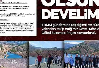 Baki Ersoy'dan Develi'ye sulama projesi müjdesi