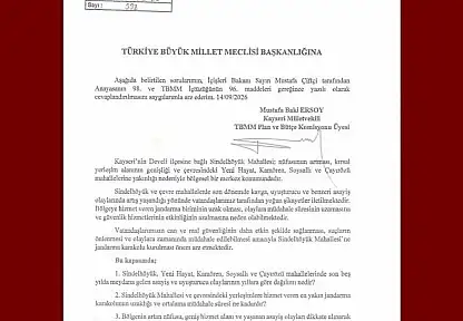 Baki Ersoy'dan Sindelhöyük Mahallesi'ne jandarma karakolu için soru önergesi