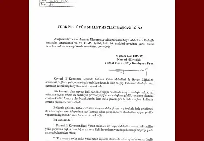 Baki Ersoy, Vatan Mahallesi-Boyacı Mahallesi Bağlantı Yolu'nu TBMM gündemine taşıdı