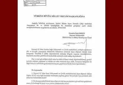MHP'li Ersoy, 2 mahalledeki kaya düşmesi riskini meclise taşıdı