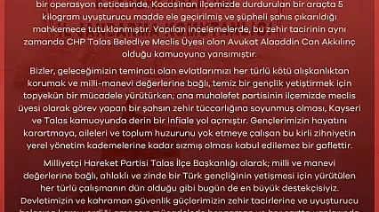 MHP'den uyuşturucuyla yakalanan CHP'li meclis üyesine tepki