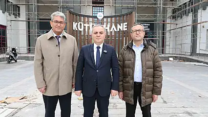 Rektör Prof. Dr. Altun, yenileme çalışması devam eden kütüphane binasını inceledi