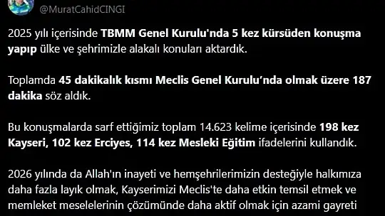 AK Partili Cıngı: '2026 yılında daha aktif olmak için azami gayreti göstereceğiz'