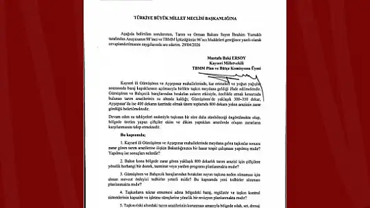 Baki Ersoy'dan Tarım ve Orman Bakanlığı'na 'taşkın soru önergesi'