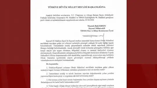 Baki Ersoy, Felahiye'de çöken yolu TBMM gündemine taşıdı