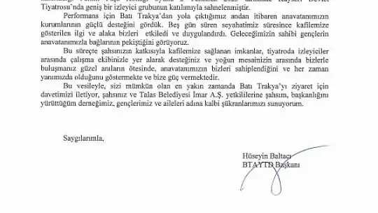 Batı Trakya'dan Başkan Yalçın'a çifte teşekkür