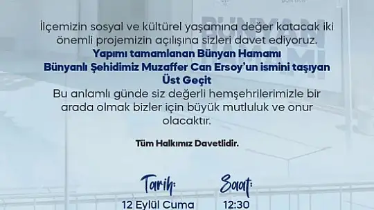 Bünyan'da iki önemli proje halkın hizmetine sunuluyor
