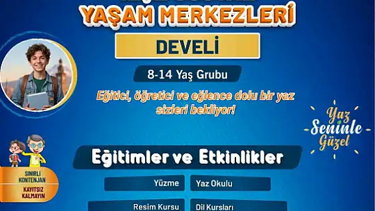 Büyükşehir KAYMEK'in ilçe sosyal yaşam merkezleri yaz okulu kayıtları başladı