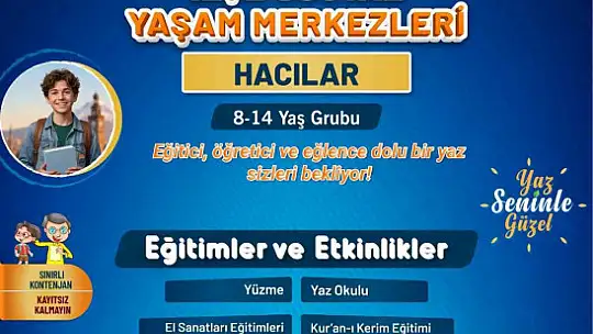 Büyükşehir KAYMEK'in ilçe sosyal yaşam merkezleri yaz okulu kayıtları başladı