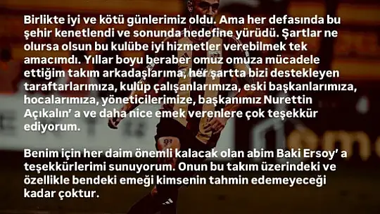 Gökhan Sazdağı, Kayserispor'a veda etti