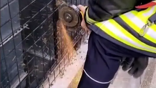 Havalandırma boşluğuna düşen kedinin yardımına itfaiye koştu