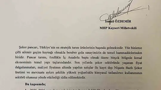 İsmail Özdemir'den şeker fabrikalarının sorunları hakkında soru önergesi