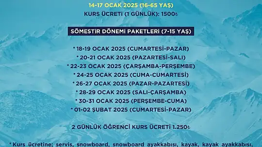 Kayak Okulu'ndan sömestir tatiline özel kurs paketleri