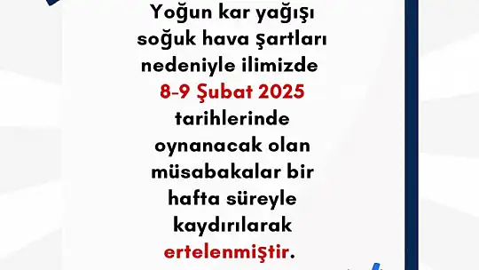 Kayseri'de amatör maçlar ertelendi