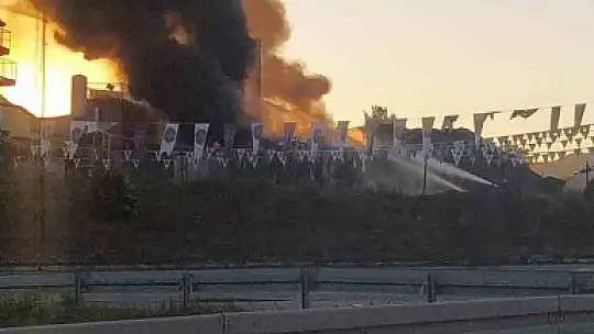 Kayseri'de asfalt şantiyesinde bitüm tankı alev aldı