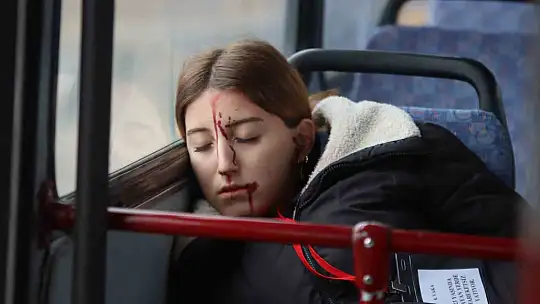 Kayseri'de film gibi otobüs kazası tatbikatı