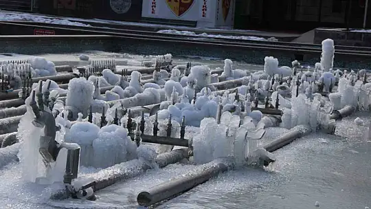 Kayseri dondu, süs havuzları buz tuttu