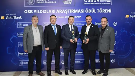 Kayseri OSB Başkanı Yalçın'a Sanayi ve Teknoloji Bakanı Kacır'dan ödül