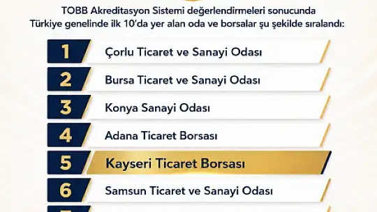 Kayseri Ticaret Borsası'ndan büyük başarı