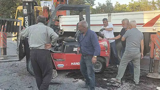 Kontrolden çıkan forklift yan yattı: 1 yaralı