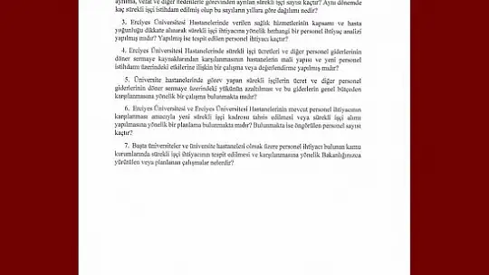 MHP'li Ersoy, ERÜ ve hastanelerindeki personel ihtiyacını meclis gündemine taşıdı