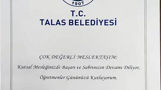 Öğretmenler Günü'nde Talas'tan anlamlı hediye