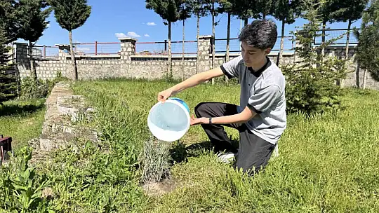 Okul bahçesi lavanta ve güllerle donatıldı
