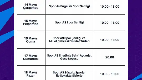 Spor A.Ş.'nin 19 Mayıs'a özel 'Enerji Haftası' etkinlikleri başladı